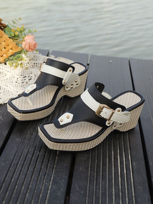 Large-sized thick high-heeled slippers for women in 2025 summer, trendy and casual new cool slippers