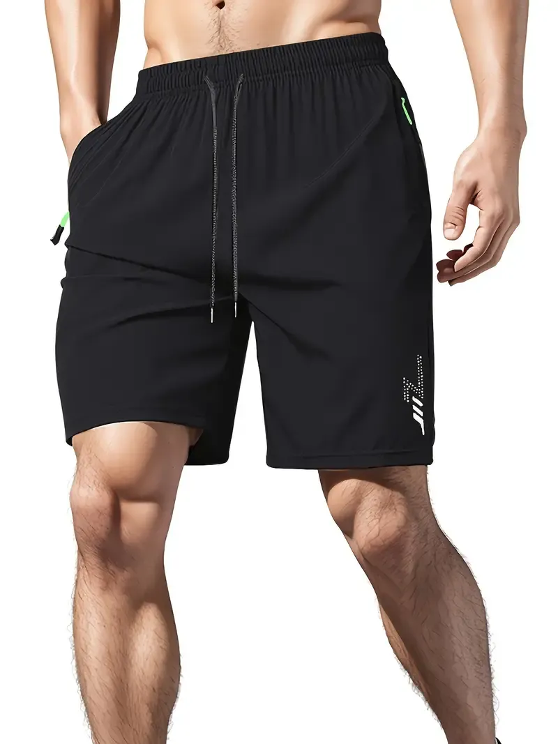 2 PCS  Black ang Gray Men's Solid Quick Drying Shorts, Casual Slightly Stretch Elastic Waist Drawstring Shorts For Summer Gym Workout Training