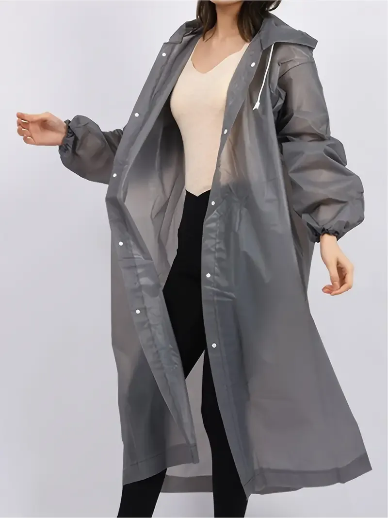 3PCSWomen's Lightweight Raincoat, Long Sleeve Hooded Waterproof Rain Jacket, Thickened Portable Reusable, Sport Style, Outdoor Hiking Travel Outerwear