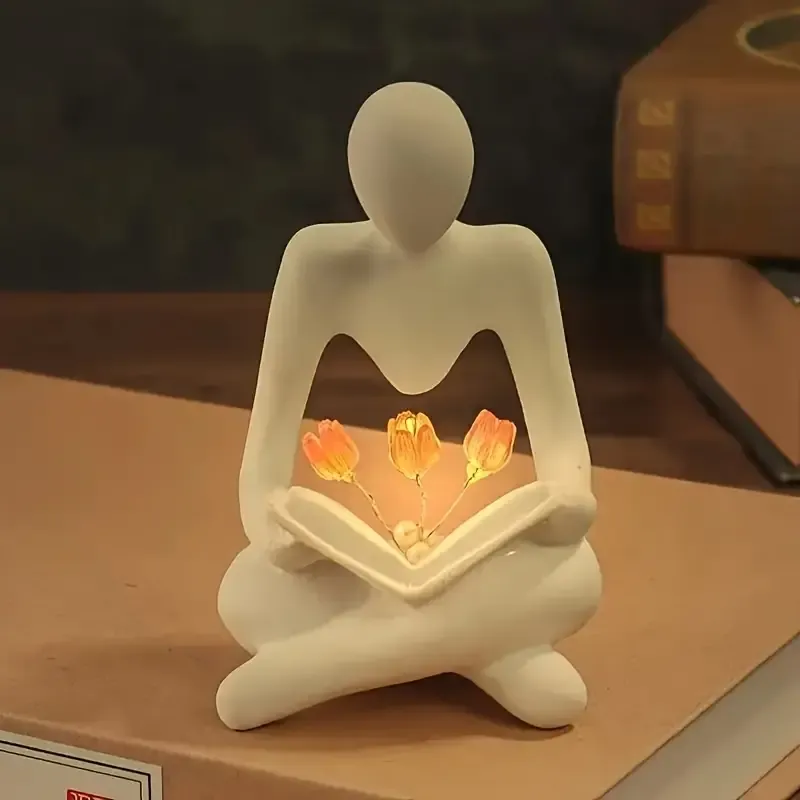 1pc Artistic Advanced Abstract Figure Tulip Small Night Lamp, Creative Decoration, Bedroom Decorations, Birthday Gift
