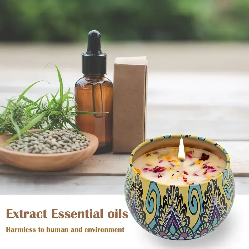 4 pieces of fragrant candle set (4 kinds of fragrance types: jasmine, sandalwood, small Canglan, rose) cans are random. Candles for relieving stress, relaxation, bathing, yoga, and holiday gifts.