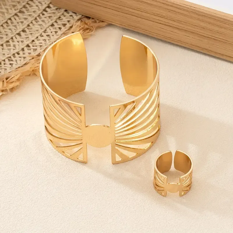 Open Cuff Bracelet and Ring Set