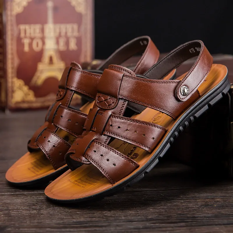 Beach shoes breathable leather sandals