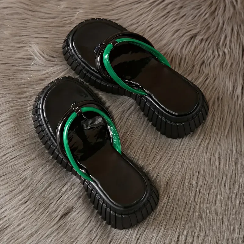 Thick Sole Flip Flop Sandals - Vibrant Solid Color