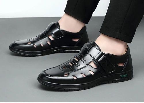 Men's leather shoes, business casual formal wear, single shoes, soft-soled beach shoes