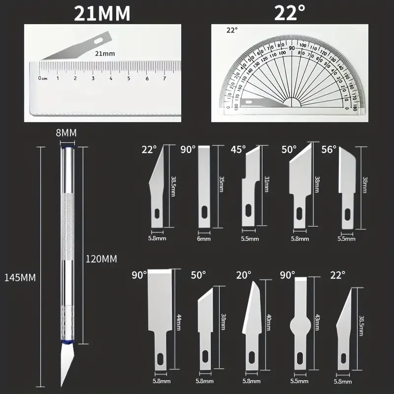 13pcs Metal Carving Knife Pen Art Seal Cutting Manual Combination Paper Cuttings Non-Slip Gadget DIY Precision Repair Tool