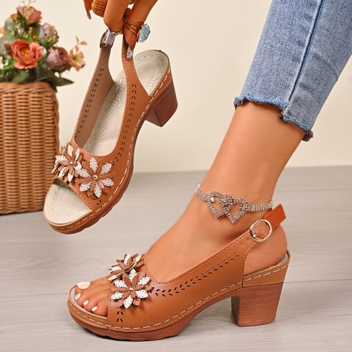 New large-size women's shoes - floral platform sandals