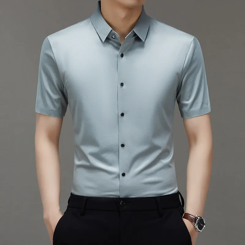 Ice silk business men's shirt, half-sleeve lapel T-shirt