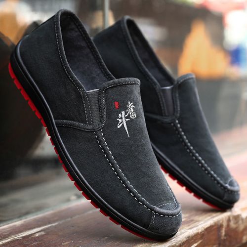 Soft sole work canvas shoes breathable lazy slip-on
