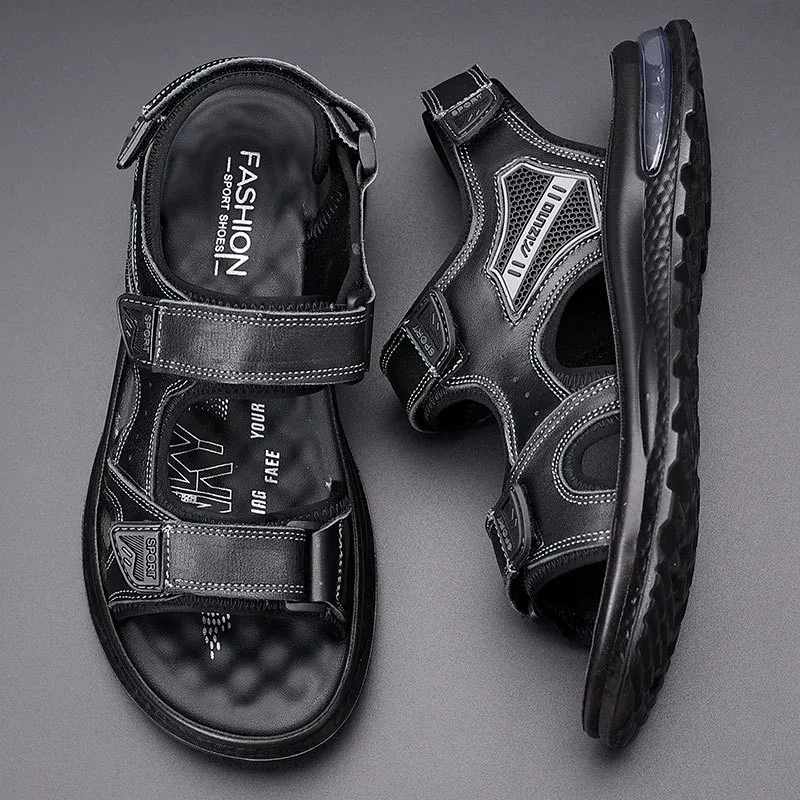 Sporty casual beach shoes, driving genuine leather cushioned shoes