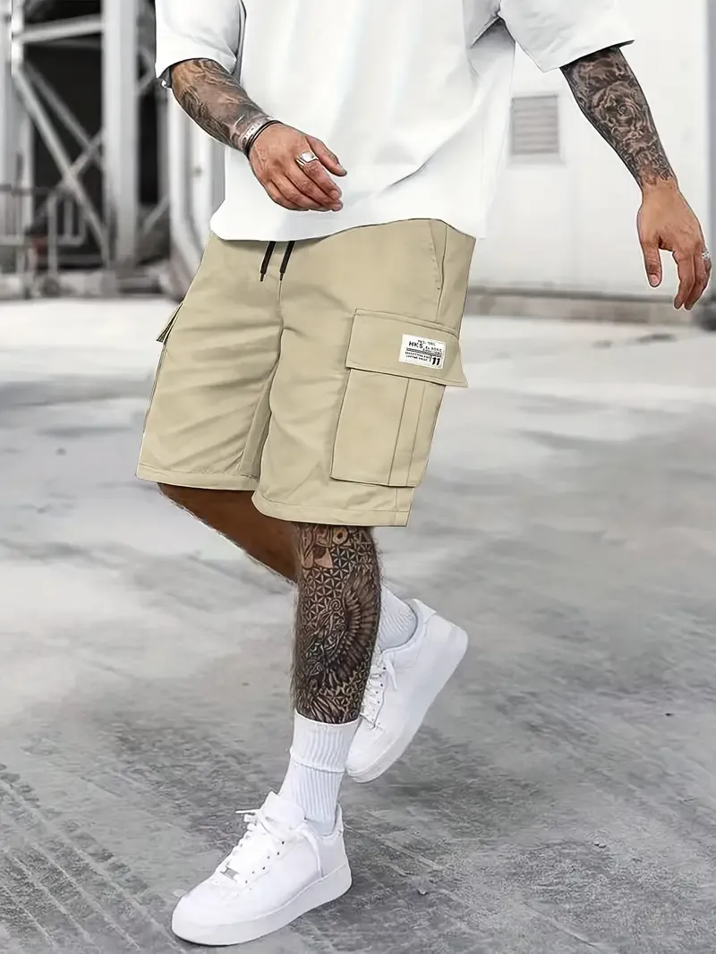 Men's Cargo Shorts With Adjustable Drawstring, Casual Shorts With Multiple Pockets