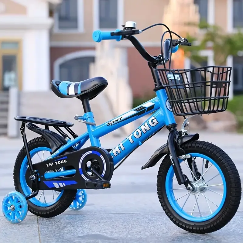 Children Bike 12 Inch Boys Girls Toddler Bicycle Adjustable Height Kid Bicycle with Detachable Basket for 2-7 Years Old