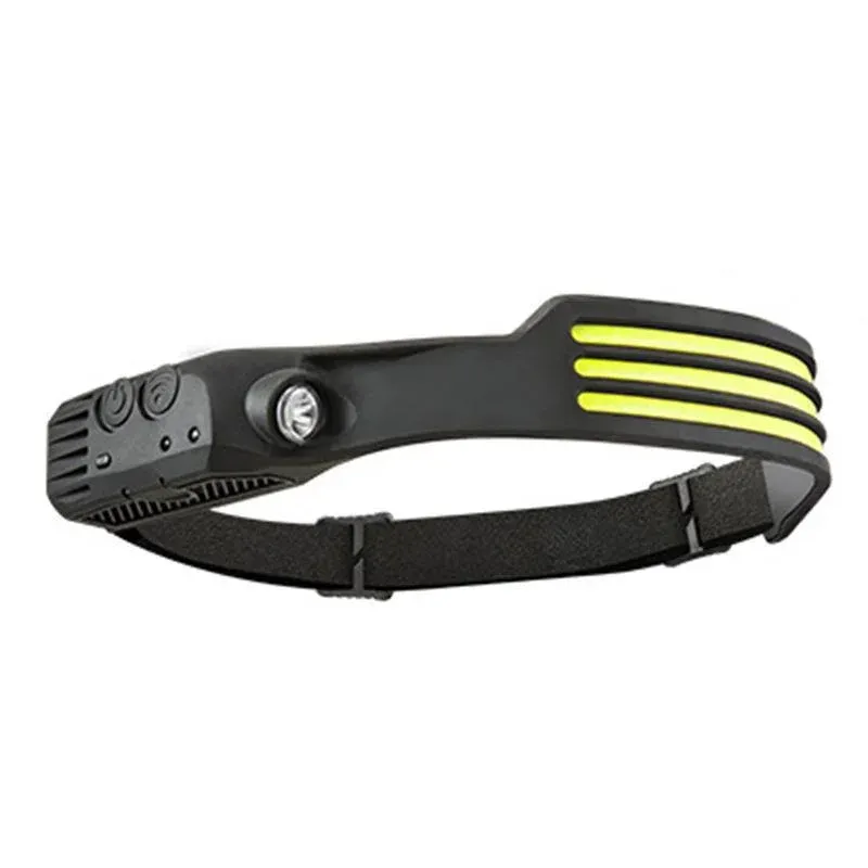 Silicone wave sensor COB headlight outdoor cycling night running light