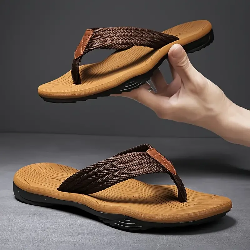 Men's Trendy Color Block Lightweight Flip Flops, Comfy Non Slip Casual Durable Thong Sandals For Men's Outdoor Activities