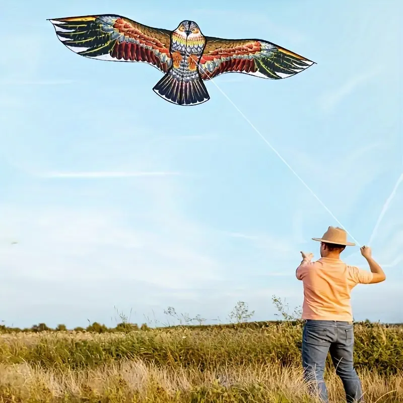Vibrant Eagle Kite with 30.0meter Line - Perfect for Beach, Park & Outdoor Sports - Durable Polyester in Light Brown