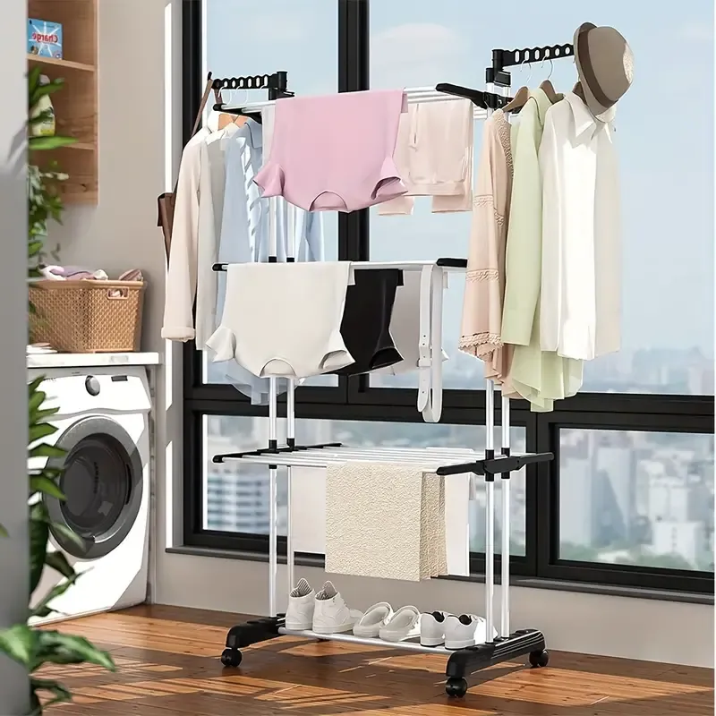 3 Tier Foldable Clothes Drying Rack Airer Folding Hanger Multi-Functional Stand