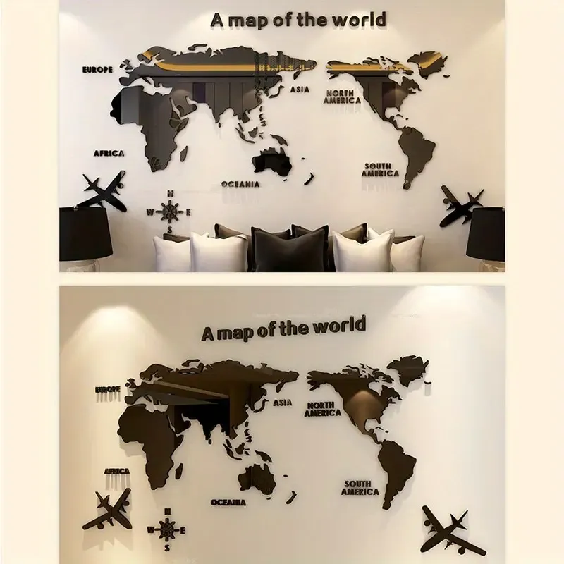 3D Acrylic Mirror World Map