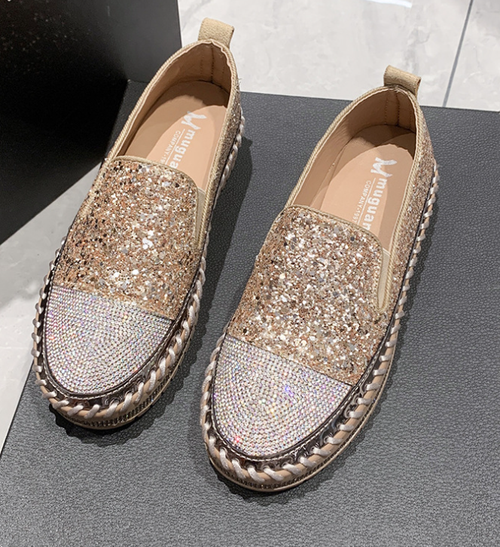 Flat rhinestone fashionable women's shoes