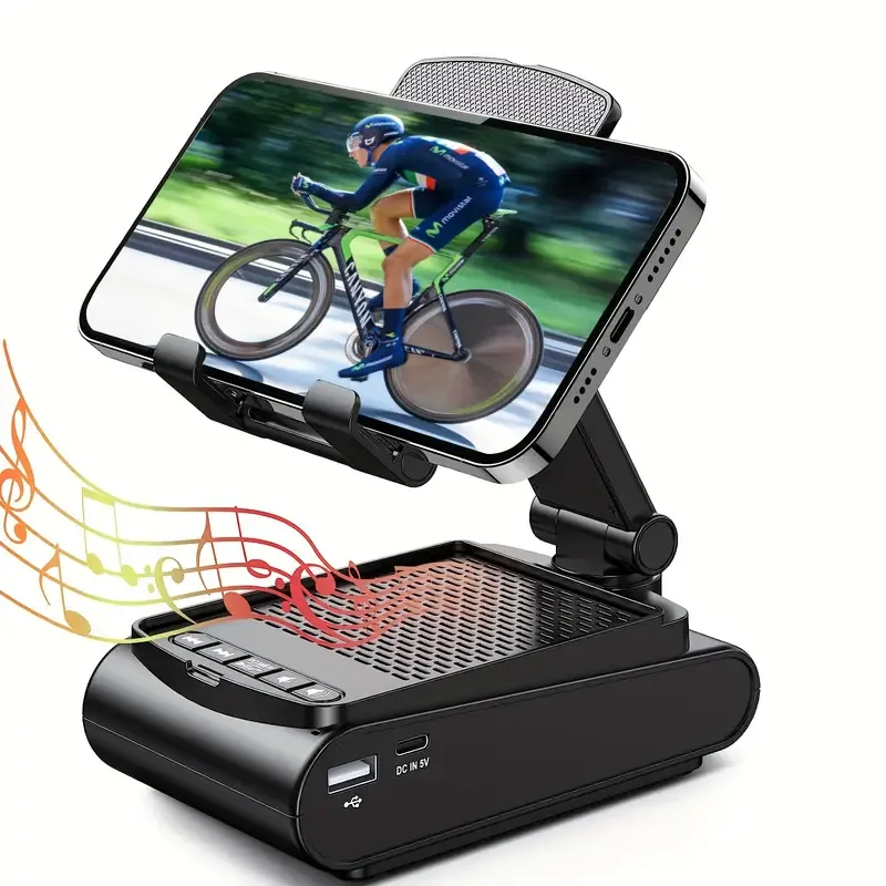 Cell Phone Stand With Wireless Speaker And Non-slip Base, Suitable For Indoor And Outdoor And Desktop, Dad's Gifts, Gifts For Family And Friends, Portable Mobile Phone Stand Speaker For Party Camping