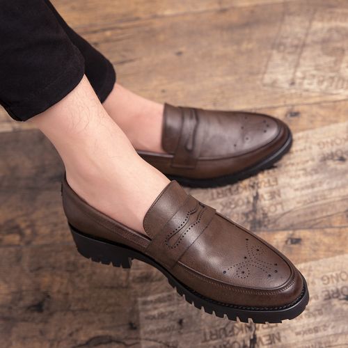 Carved leather shoes British style business casual shoes
