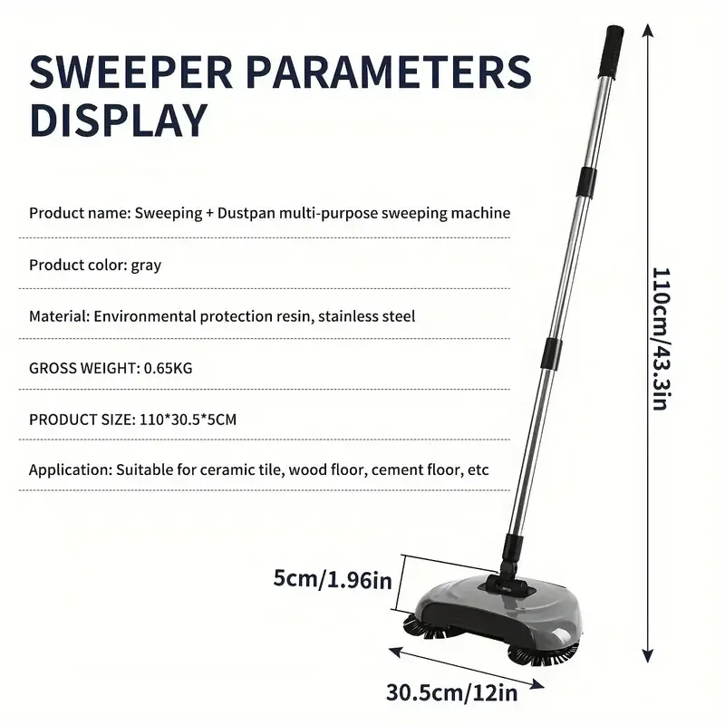 3-In-1 Hand Push Sweeper
