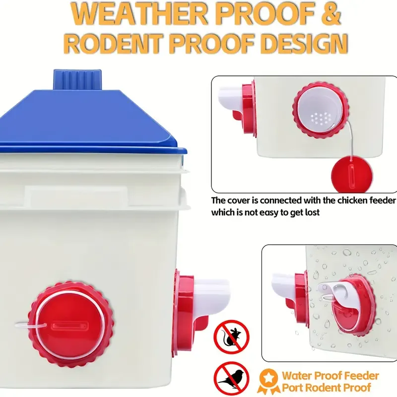6-Port Rainproof Chicken Feeder Kit