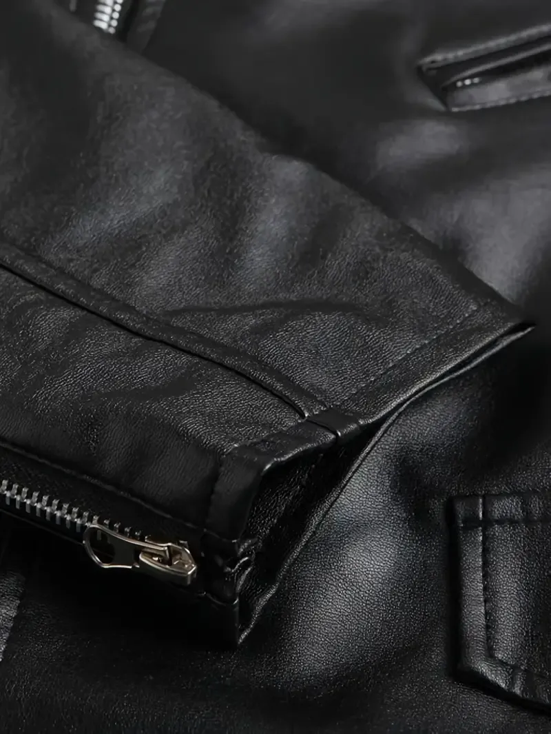 Men's Punk Biker Vest With Zipper And Belt Detail, Sleeveless PU Leather And Polyester Turn Down Collar Waistcoat, Hand Wash Or Dry Clean - All Seasons Cool Street Style Vest
