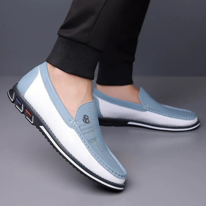White casual leather shoes - high-end and elegant men's shoes