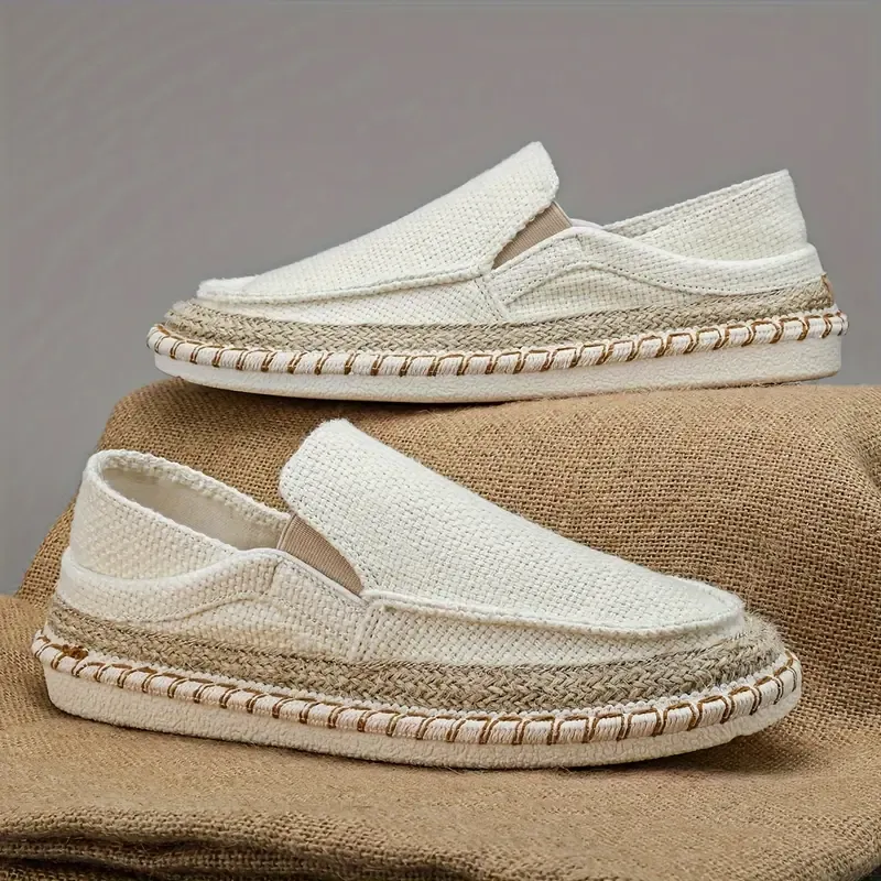 Men's Solid Color Traditional Slip On Breathable Walking Shoes, Comfy Non Slip Casual Durable Shoes For Men's Outdoor Activities