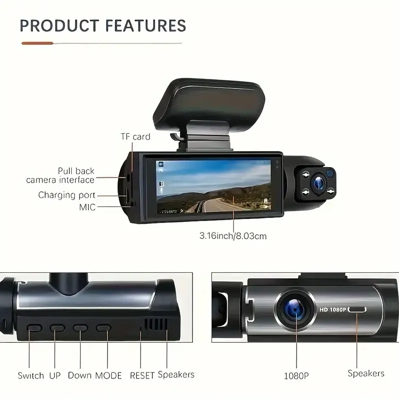 1080P Dual Camera Dash Cam For Cars