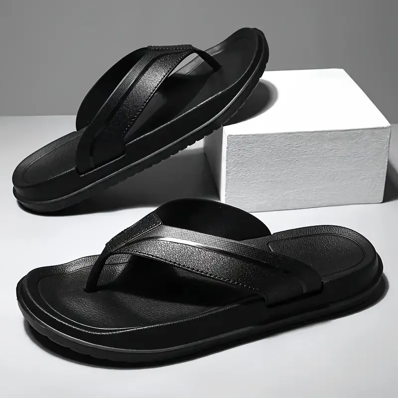Men's Trendy Lightweight Flip Flops, Comfy Non Slip Casual Durable EVA Anti Odor Thong Sandals, Men's Footwear