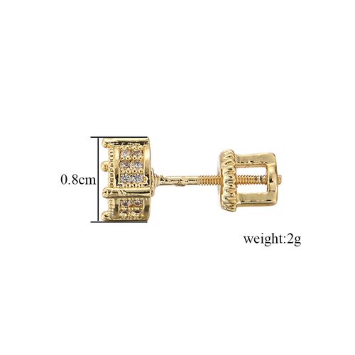 2pcs ICED CHICS S925 Silver Hip-hop Men's Earrings With Syntheitc Zirconia Micro-setting Color Plating Round Earrings