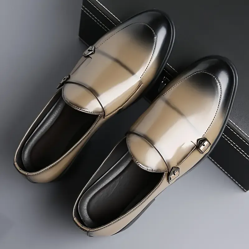 Men's Versatile Business Casual Shoes - Slip-On, Solid Color, All-Season Comfort with Rubber Sole