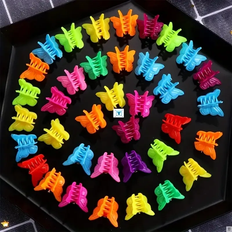 🔥🔥Hot Sale Promotion -20 Piece Set Of Women's Colorful Butterfly Plastic Hair Accessories, Fashionable Hair Clips Suitable For Daily Dates, Cute Hair Clips, Mini Grab Clips, Hair Accessories Set