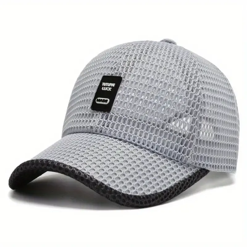 Cooling Trendy Curved Brim Baseball Cap, Summer Whole Breathable Mesh Trucker Hat, Snapback Hat For Casual Leisure Outdoor Sports