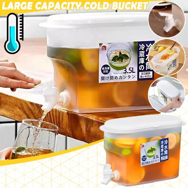 3.5L Water Drink Bucket Beverage Dispenser with Faucet Refrigerator Cold Kettle