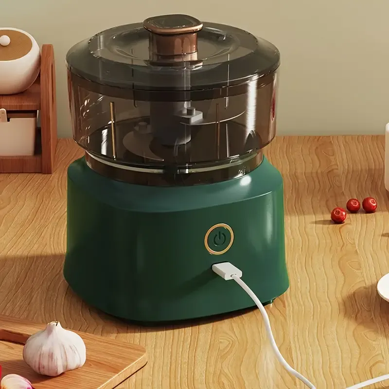 Portable USB-Rechargeable Mini Food Processor - Wireless Electric Meat Grinder & Garlic Masher with Stainless Steel Blade, Easy One-Click Start, Detachable for Easy Cleaning
