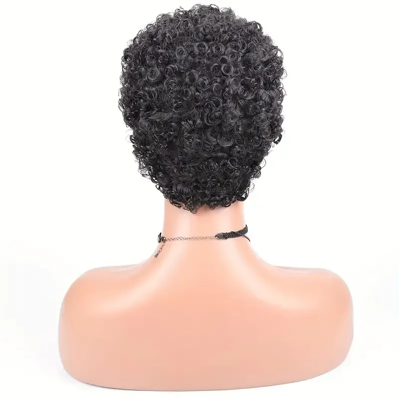 Short Kinky Curly Wigs Human Hair Pixie Cut Brazilian Human Hair For Women Natural Black Glueless Curly Human Hair Wigs 150%