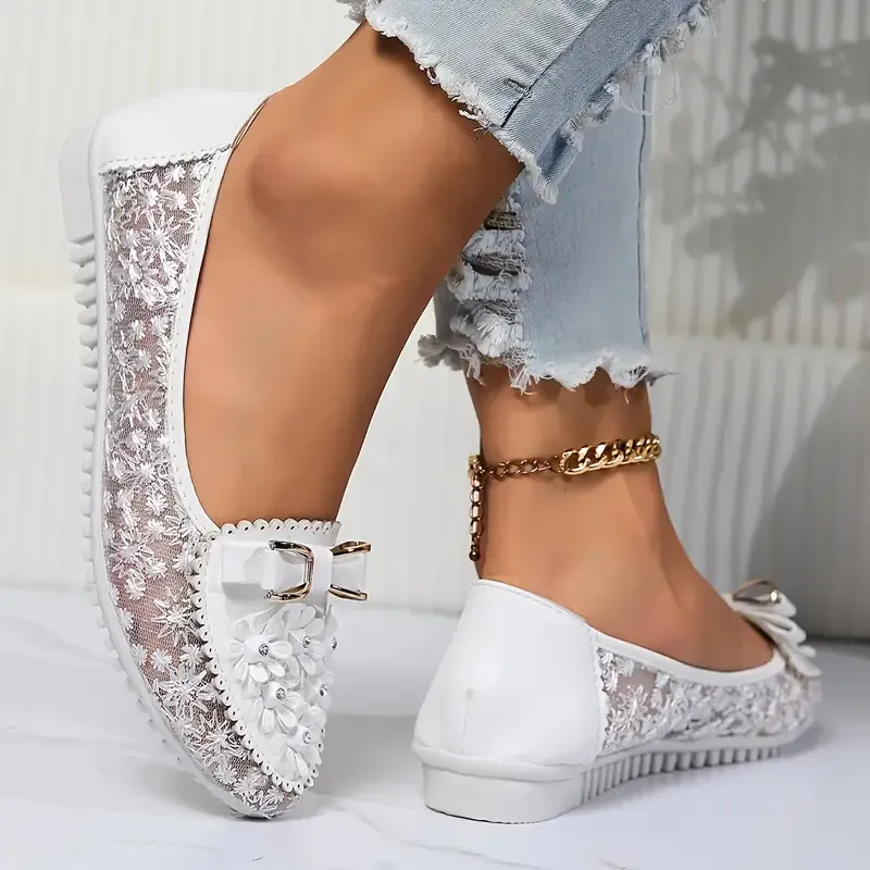 Stylish Floral Mesh Women's Flats