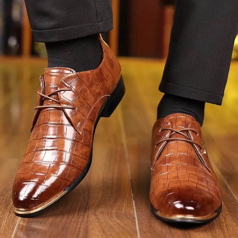 🔥🔥Hot Sale Promotion -Men's PU Leather Oxford Shoes, Formal Dress Shoes For Wedding Party Office