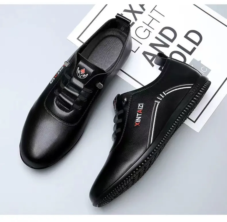 Men's Solid Color Business Style Walking Shoes, Comfy Non Slip Rubber Sole Durable Shoes For Men's Outdoor Activities