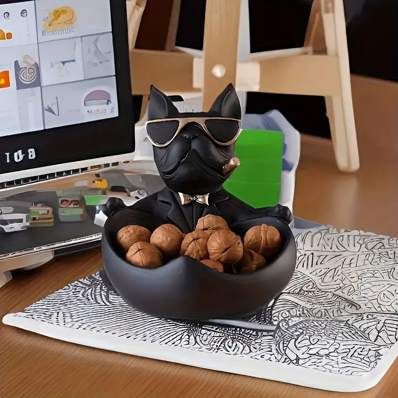 French Bulldog Resin Key Tray, Perfect for Christmas, Thanksgiving, and New Year Gifts - Animal Themed Desk Accessory, Home Decor, Party Favor, No Power Required