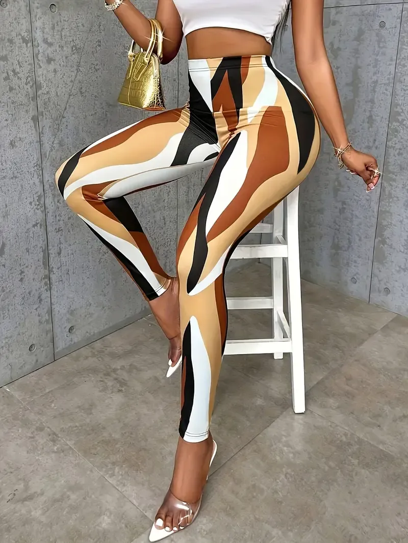 Allover Print High Waist Leggings, Casual Skinny Stretchy Leggings For Every Day, Women's Clothing