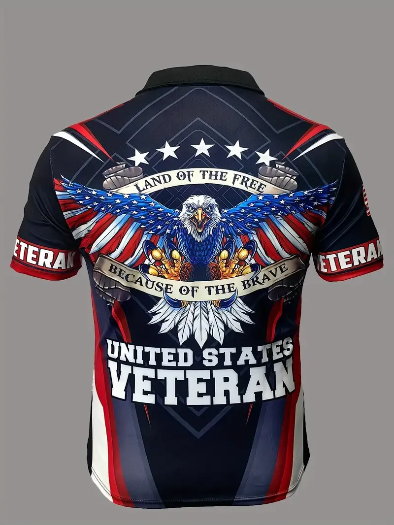 Men's Eagle & US Flag Graphic Print Golf T-shirt