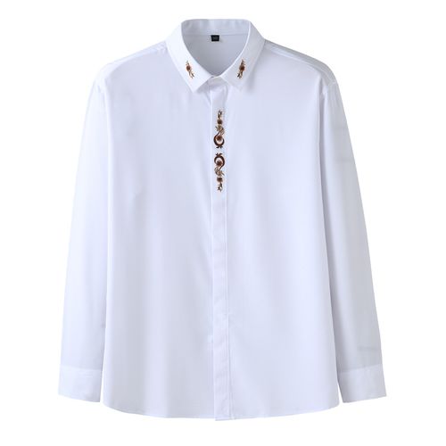 Long-sleeved shirt for men - Summer large-sized business casual personalized embroidery shirt