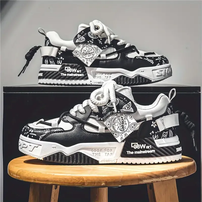 Paisley Pattern Trendy Double Shoelace Skate Shoes