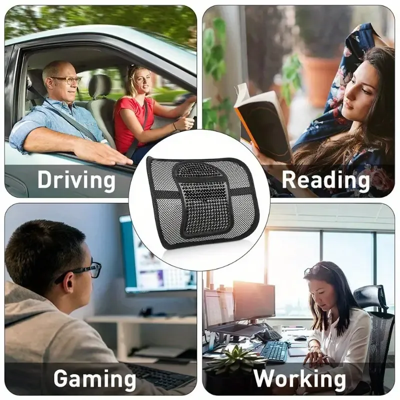1pc Ice Silk Mesh Car Seat Back Cushion, Lumbar Waist Support, Relief Pad For Office And Home, Car Seat Pillow