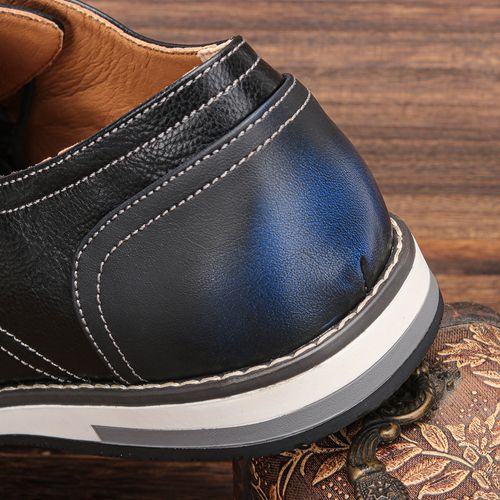 Large size men's single shoes color matching breathable men's casual shoes comfortable casual leather shoes