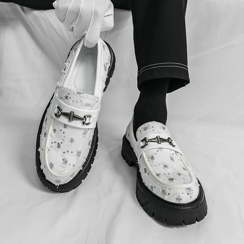 Premium Men's Leather Shoes Spring Casual Pointed-Toe Fashionable Breathable Height-Enhancing Groom's Wedding Shoes