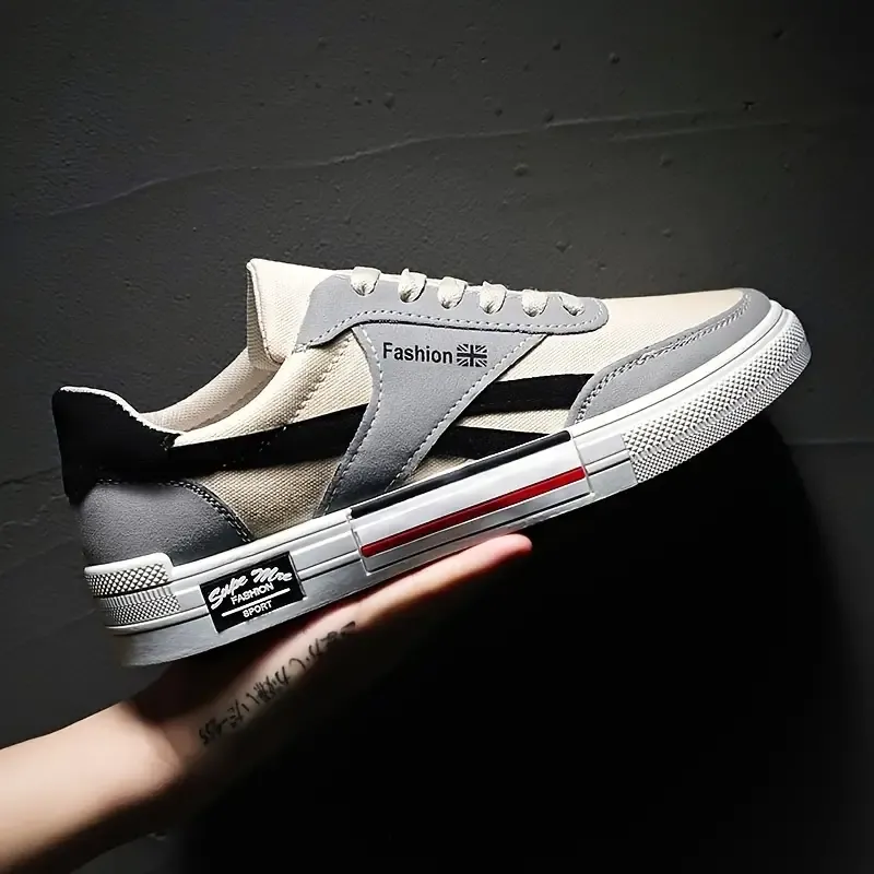 Men's Breathable Canvas Skate Shoes - Non-Slip, Lace-Up Sneakers for All Seasons | Casual Street Style with Comfort Fit & Durable Sole | Perfect for Outdoor Activities